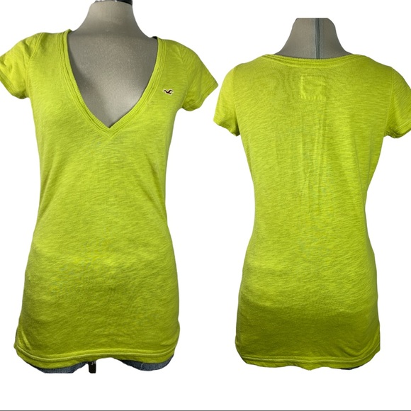 Hollister Green Short Sleeves V Neck T Shirt Size M - Picture 7 of 11
